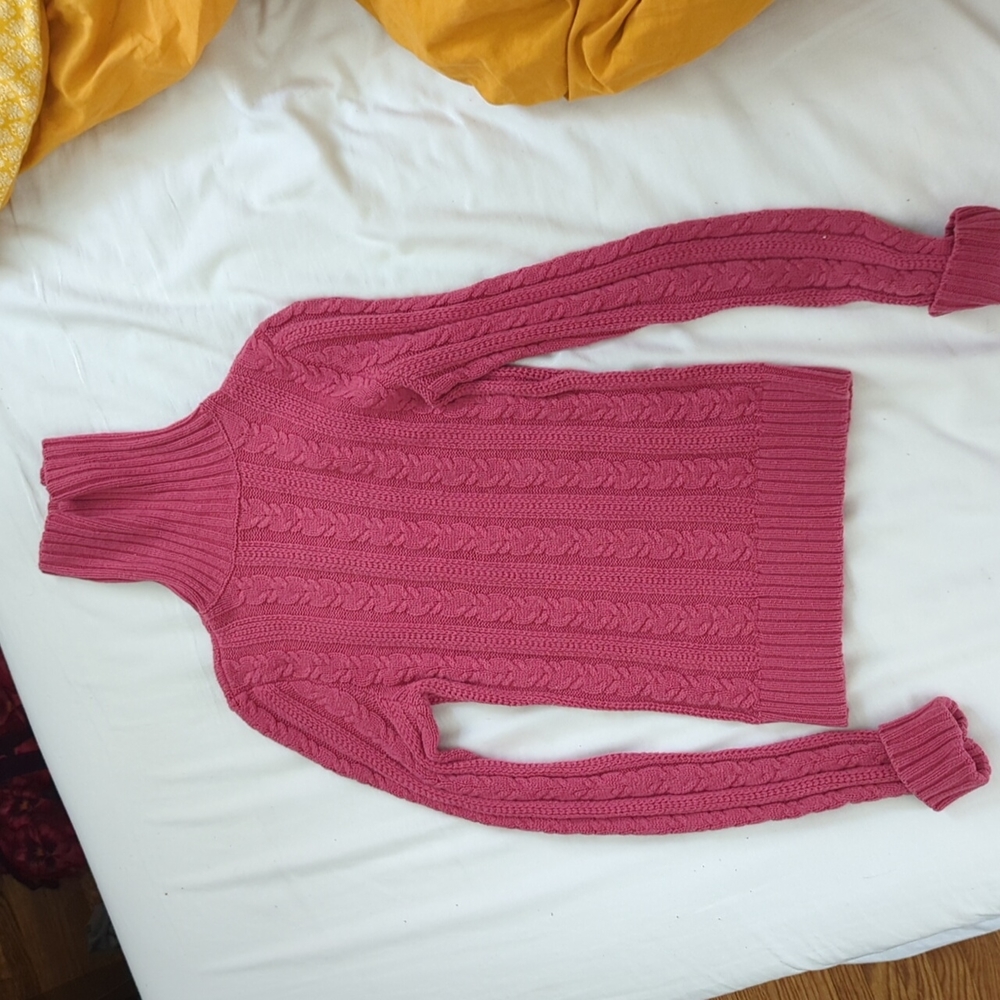 Express Pink Cable Knit Turtleneck Sweater - Small